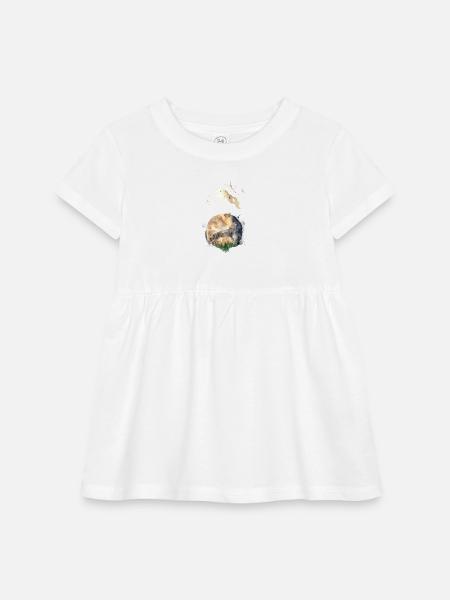 Wolf Moon Magic - Infant Baby Rib Dress - white - Front
