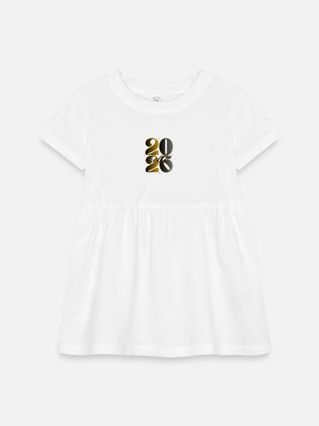 Minimal 2026 Celebration Tee - Infant Baby Rib Dress - white - Front