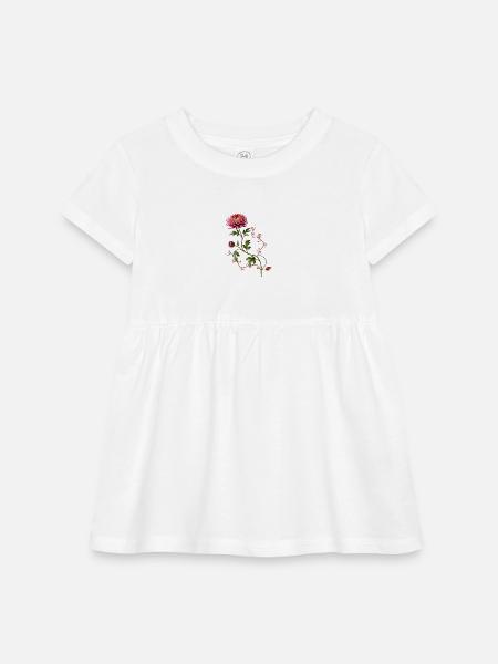 Chrysanthemum with Berries in Zen Style - Infant Baby Rib Dress - white - Front