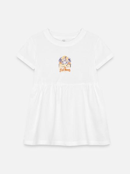 Black Cats & Full Moons Tshirt - Infant Baby Rib Dress - white - Front