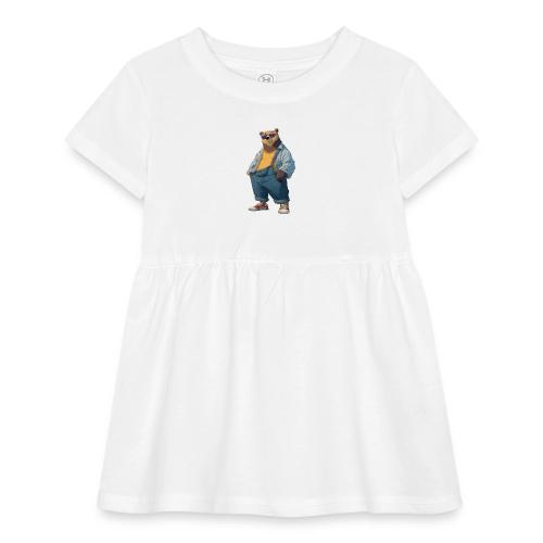 Fashion Streetwear Bear Cartoon Art - Infant Baby Rib Dress