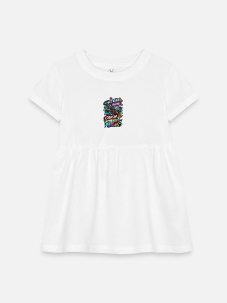 Eat Sleep Crash Repeat FPV Drone Shirt - Infant Baby Rib Dress - white - Front