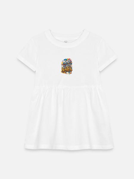 Make Something Beautiful - Infant Baby Rib Dress - white - Front