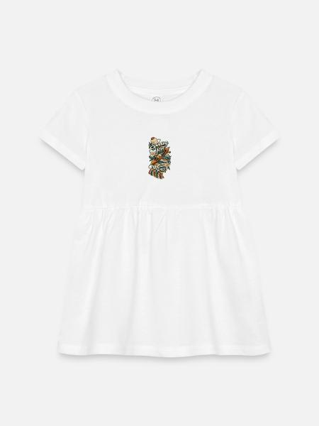 Knitting and Fiber Arts Tee - Infant Baby Rib Dress - white - Front