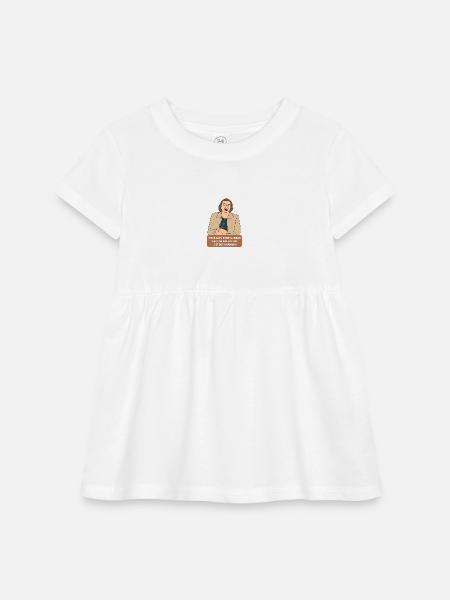 Back Away Banana Breath  - Infant Baby Rib Dress - white - Front