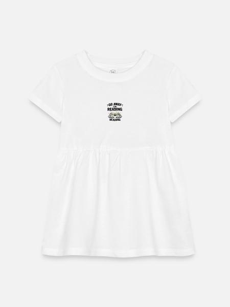 Go Away I'm Reading Book Scene - Infant Baby Rib Dress - white - Front