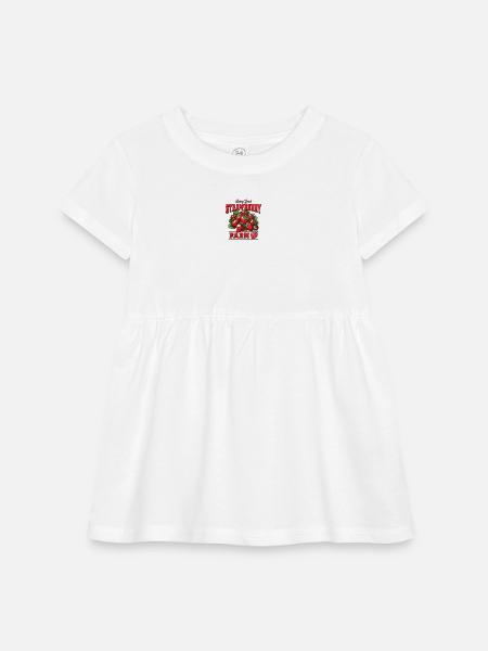 "Berry Good Vintage Strawberry Farm - Infant Baby Rib Dress - white - Front