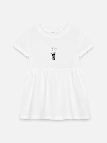 Minimalist Luxury Simplicity Line Art Design - Infant Baby Rib Dress - white - Front
