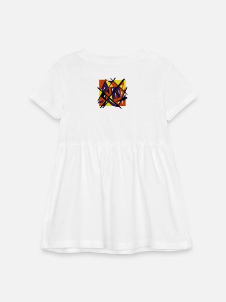 Abstract Cubist Halloween Geometric Dynamic Art - Infant Baby Rib Dress - white - Back