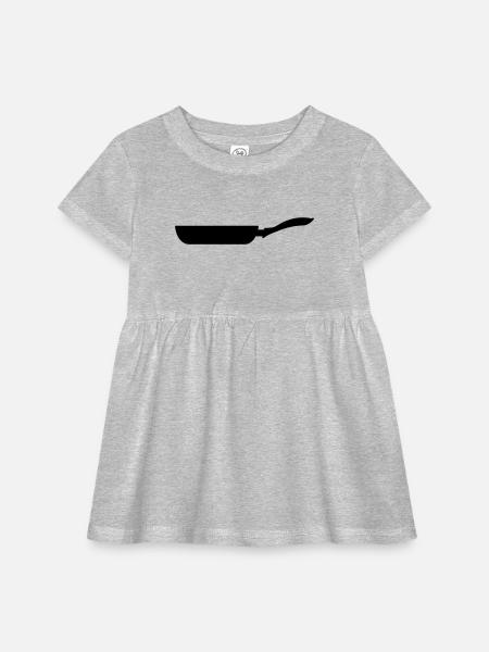 Frying Pan - Infant Baby Rib Dress - heather grey - Front