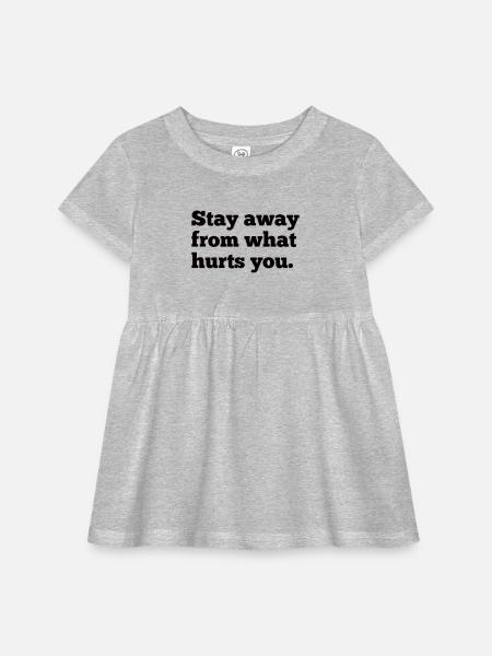 Stay away from what hurts you - Infant Baby Rib Dress - heather grey - Front