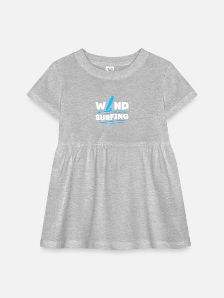 Windsurfing Water Sports Windsurfer - Infant Baby Rib Dress - heather grey - Front