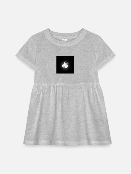 Impactful Fist Point Icon - Infant Baby Rib Dress - heather grey - Front