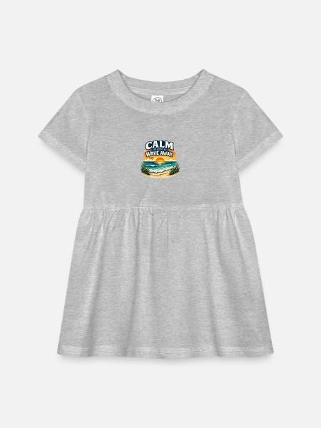 Calm Is Just A Wave Away  - Infant Baby Rib Dress - heather grey - Front