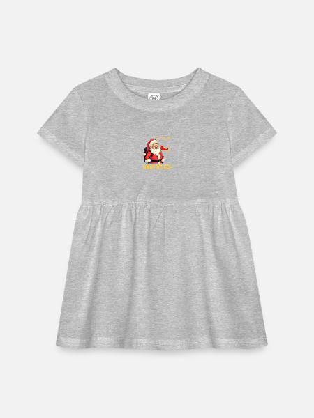 Santa Adventure Away We Go - Infant Baby Rib Dress - heather grey - Front