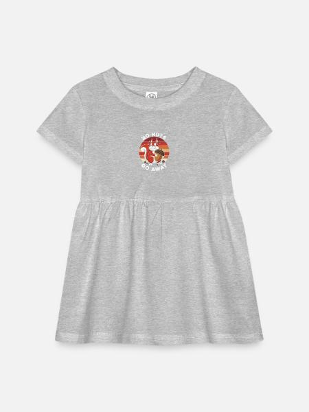 No Nuts Go Away Squirrel - Infant Baby Rib Dress - heather grey - Front