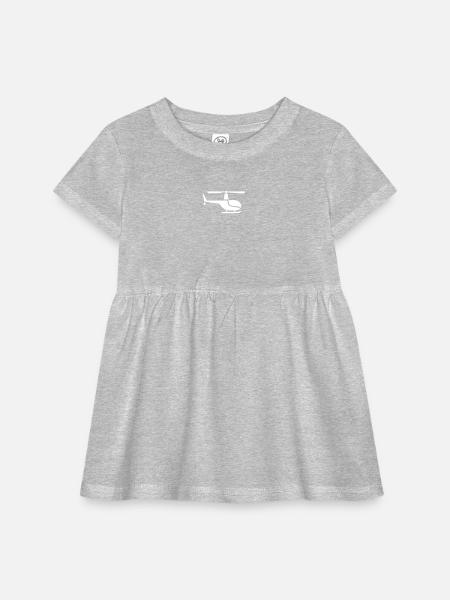 A Small Chopper Flying Away - Infant Baby Rib Dress - heather grey - Front