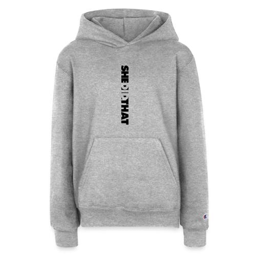 She Did That Large Design - Champion Youth Hoodie