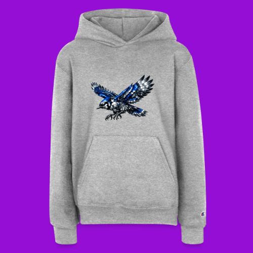 Silver Blue Jay Dive - Champion Youth Hoodie