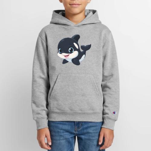Playful Cartoon Baby Orca with Sweet Smile - Champion Youth Hoodie