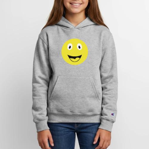 Yellow Happy Face Print - Champion Youth Hoodie