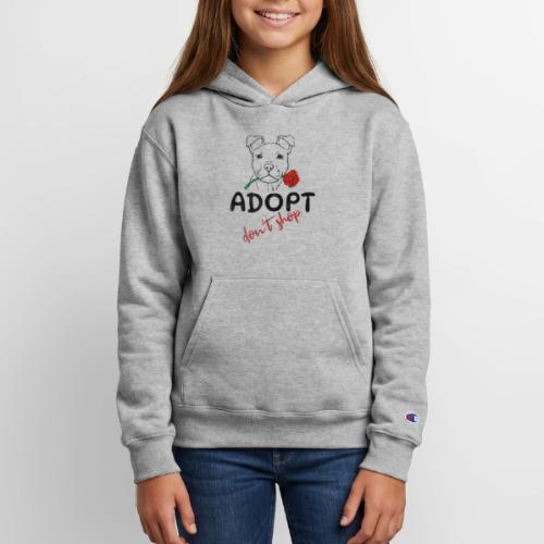 Retro Adopt Dont Shop Cute Puppy Rose Tee - Champion Youth Hoodie