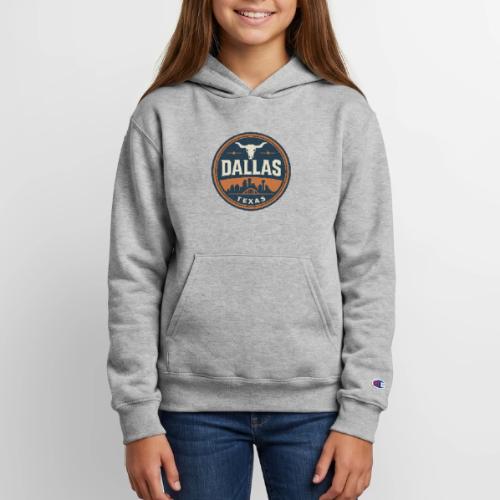 Vintage Dallas Texas Western Skyline Retro Cowboy - Champion Youth Hoodie