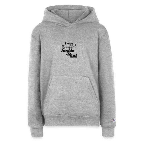I am Beautiful - Inside and Out | Black Type - Champion Youth Hoodie