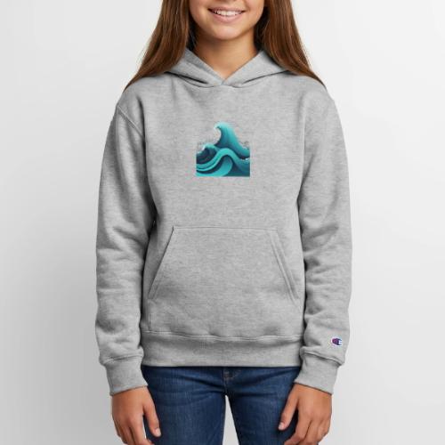 Dynamic Ocean Wave Illustration - Champion Youth Hoodie