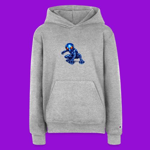 Blue Alien Crouch - Champion Youth Hoodie