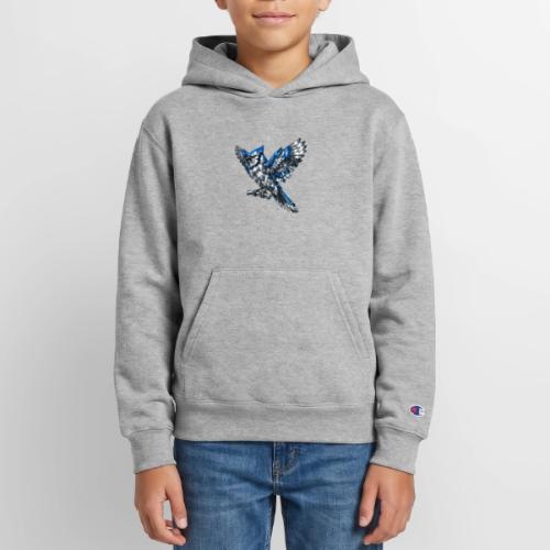 Silver Blue Jay Open Wing Perch - Champion Youth Hoodie