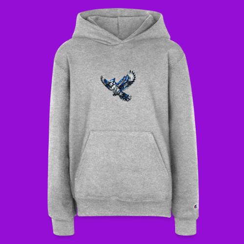 Silver Blue Jay in Flight - Champion Youth Hoodie
