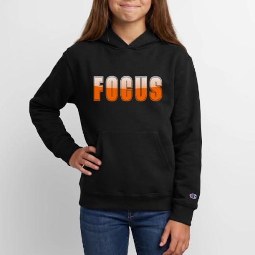 FOCUS Vibrant Orange Motivational Word Design - Champion Youth Hoodie