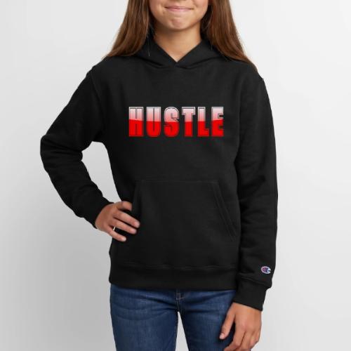 HUSTLE Bold Red Motivational Typography Design - Champion Youth Hoodie