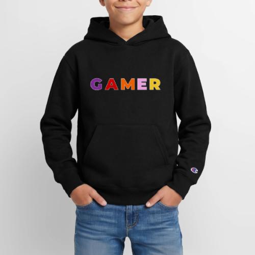 Multicolor GAMER Typography Design - Champion Youth Hoodie