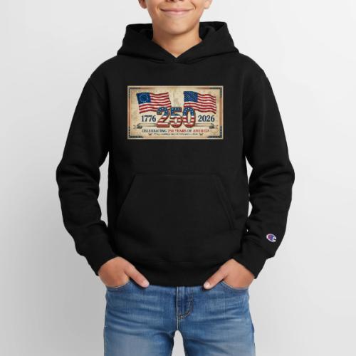USA 250th Anniversary Flags Emblem - Champion Youth Hoodie