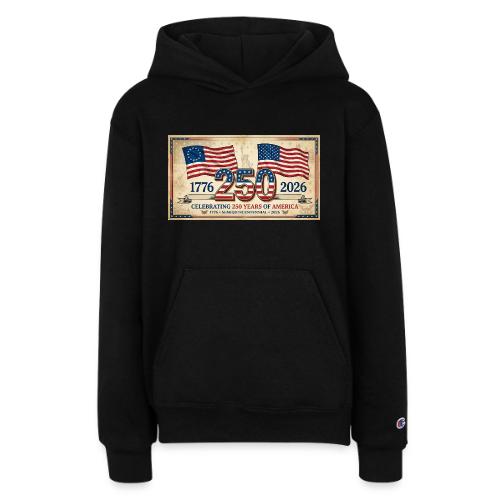 USA 250th Anniversary Flags Emblem - Champion Youth Hoodie