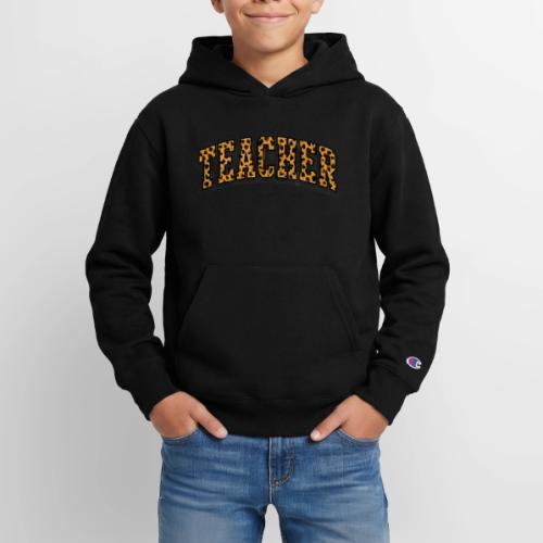 Leopard Print Teacher Typography - Champion Youth Hoodie
