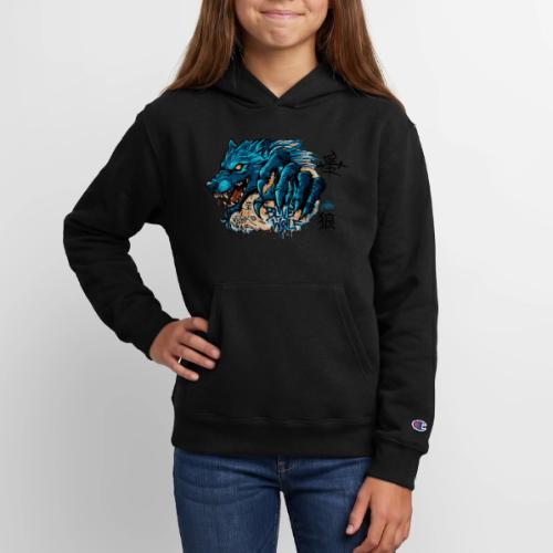 Blue Wolf Graffiti Street Art - Champion Youth Hoodie