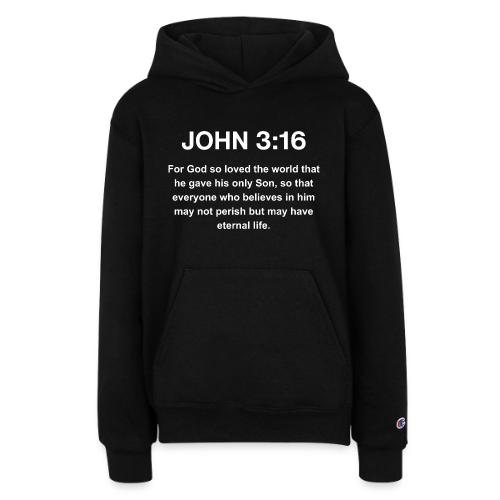 John 3:16 Christian Apparel – White - Champion Youth Hoodie