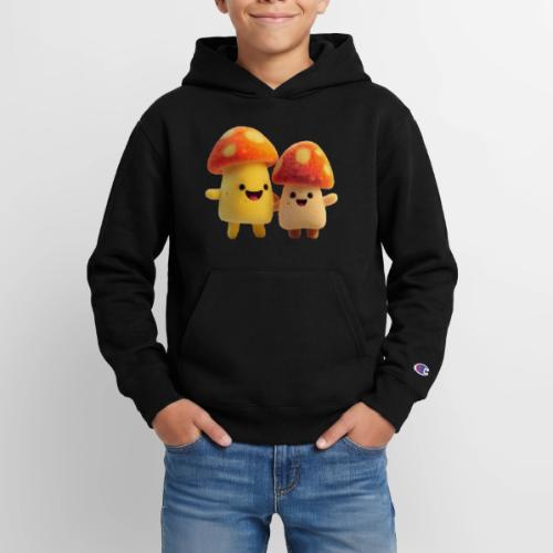 Joyful Cartoon Mushroom Duo - Champion Youth Hoodie