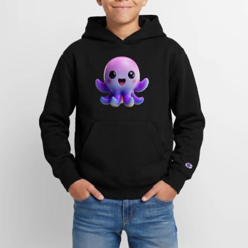 Joyful Cartoon Purple Baby Octopus with Big Smile - Champion Youth Hoodie