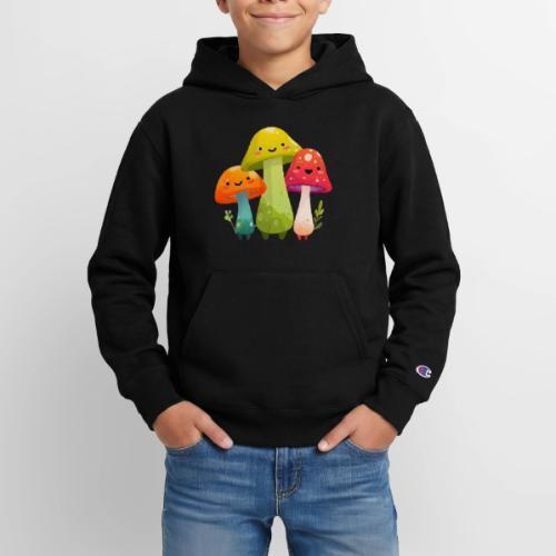 Trio of Happy Mushrooms - Champion Youth Hoodie