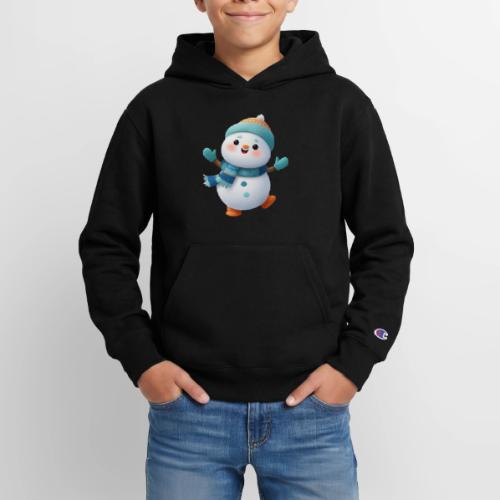 Joyful Cartoon Snowman Arms Up - Champion Youth Hoodie