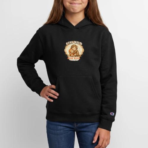 Stay Wild Stay Kind Punch Monkey Hug - Champion Youth Hoodie