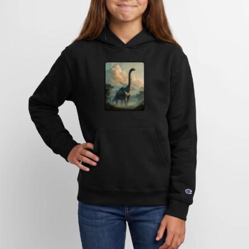 Brachiosaurus Prehistoric Scene Design - Champion Youth Hoodie
