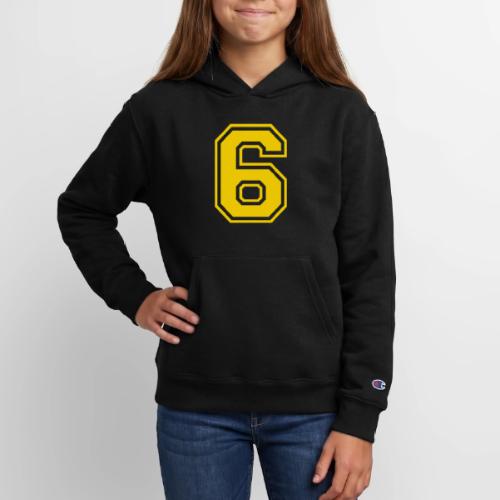 Number 6 in a classic athletic collegiate font - Champion Youth Hoodie