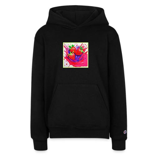 Vibrant Strawberry Splash - Champion Youth Hoodie