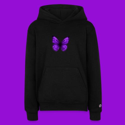 Neon Purple Butterfly - Champion Youth Hoodie