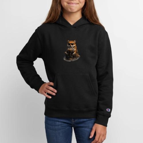 Cool Red Fox Wearing Sunglasses Drinking Coffee - Champion Youth Hoodie